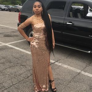 Gold prom dress